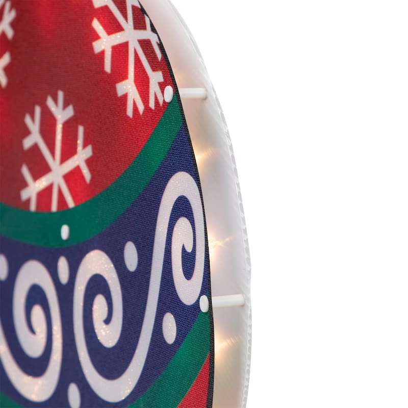 19.5" Lighted Red Christmas Ornament Window Silhouette