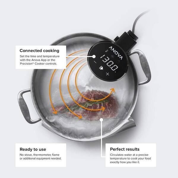 Anova Culinary AN500-US00 Sous Vide Precision Cooker 1000 Watts WiFi Black and Silver Anova App Included Anova Culinary AN500-US00 Sous Vide Precision Cooker 1000 Watts WiFi Black and Silver Anova App Included