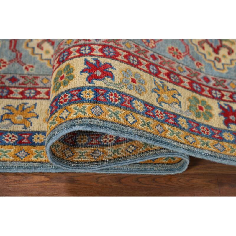 Geometric Kazak Oriental Runner Rug Hallway Handmade Wool Carpet - 2'8" x 9'4"