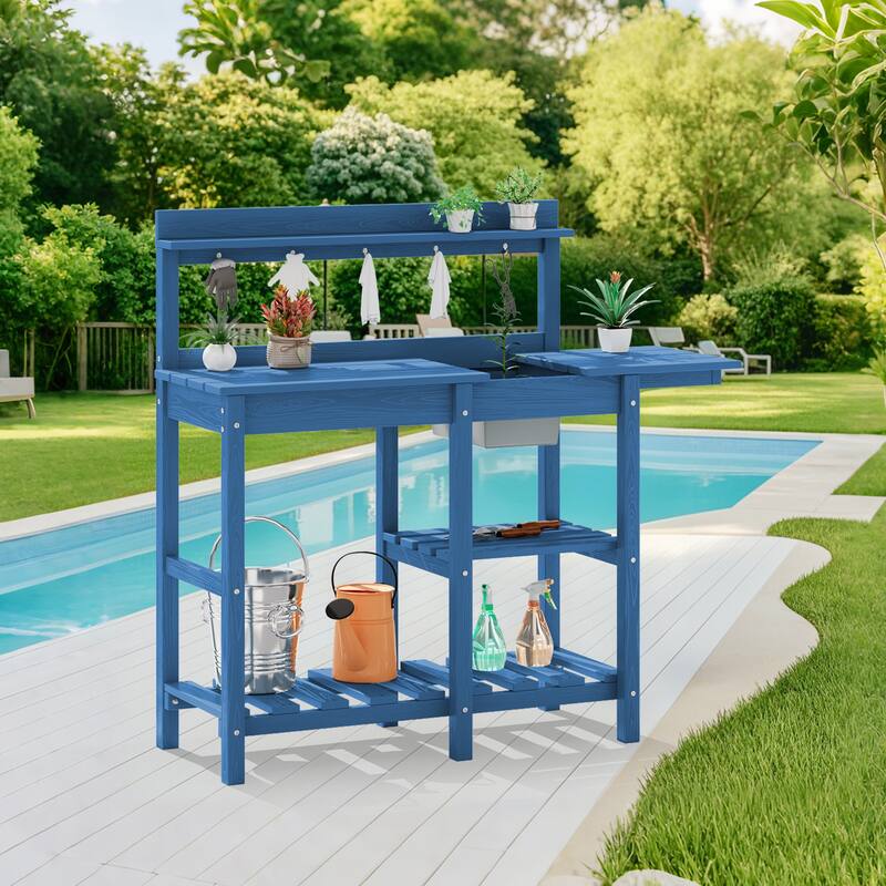 HDPE Patio Outdoor Potting Table, Versatile Gardening Planting Workbench