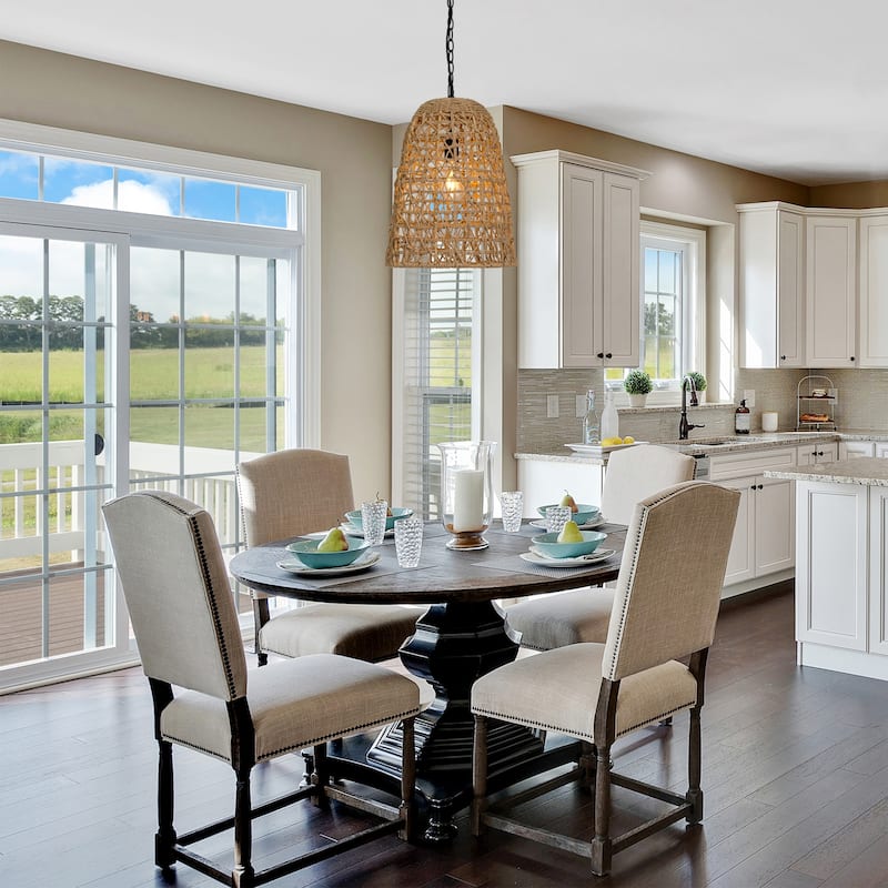 Ravy Farmhouse 1-Light Large Rattan Pendant Handwoven Dome Kitchen Island Light - Dia.13.8"xH19.7"