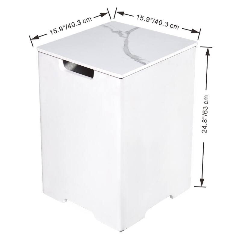 Elementi Plus Square Propane Tank Cover Hideaway Storage Box with Marble Porcelain Top - 15.9 x 15.9 Inches