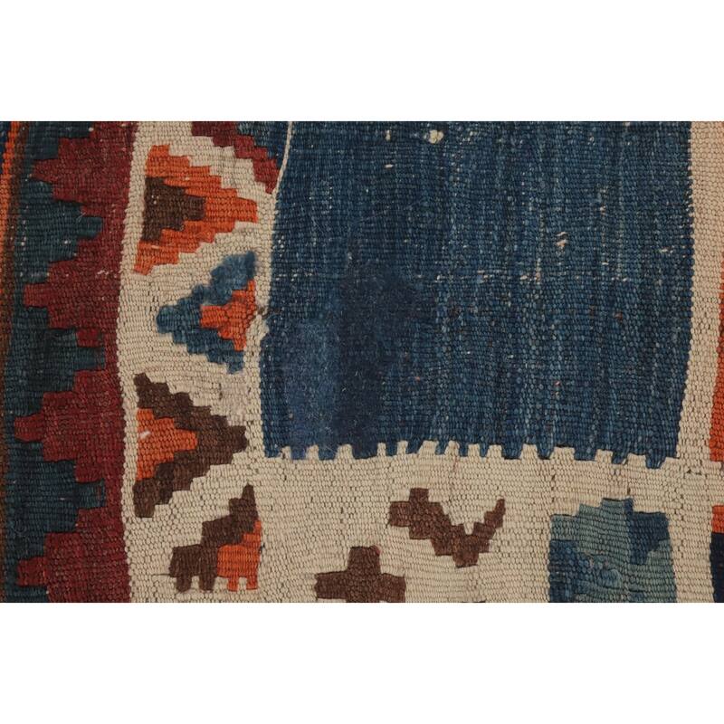 Hand Woven Oriental 100% Wool Carpet Southwestern Tribal Multi-Colored Kilim Area Rug - 7' 8'' X 4' 2''