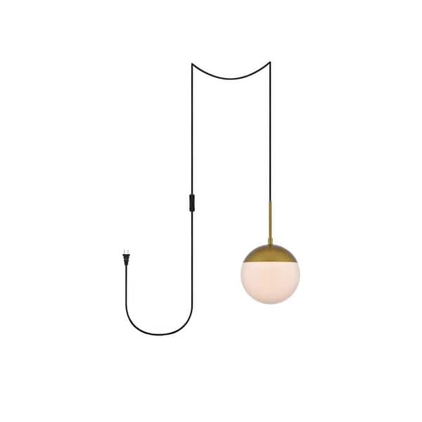 slide 2 of 11, Elian 1-Light Plug in Pendant with frosted white shade - 8" Diameter