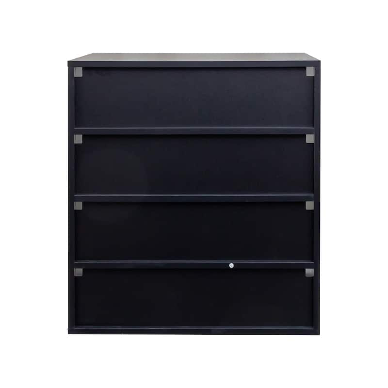 Entryway Shoe Cabinet with Doors, Adjustable Shelves, 4 Tier Shoe Storage Cabinet 12 Pair Wood Shoe Shelves for Hallway