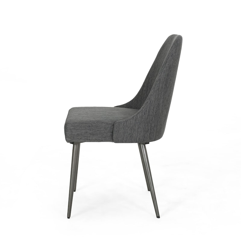 Dining Side Chair Set of 2, Smooth Textured Gray Fabric Armless Design