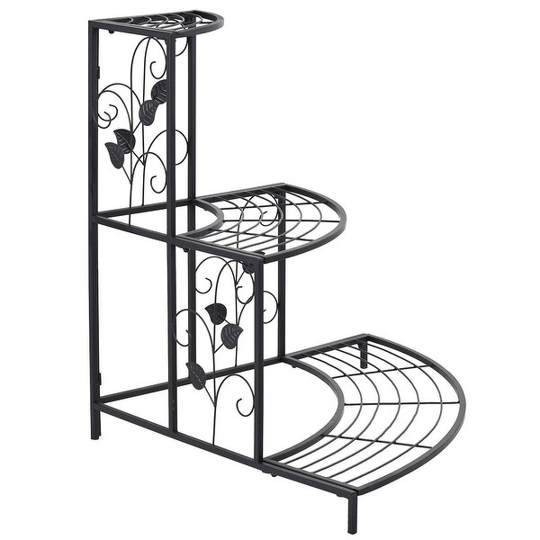 3 Tier Corner Metal Flower Pot Pots Rack Plant Shelf Holder Ladder
