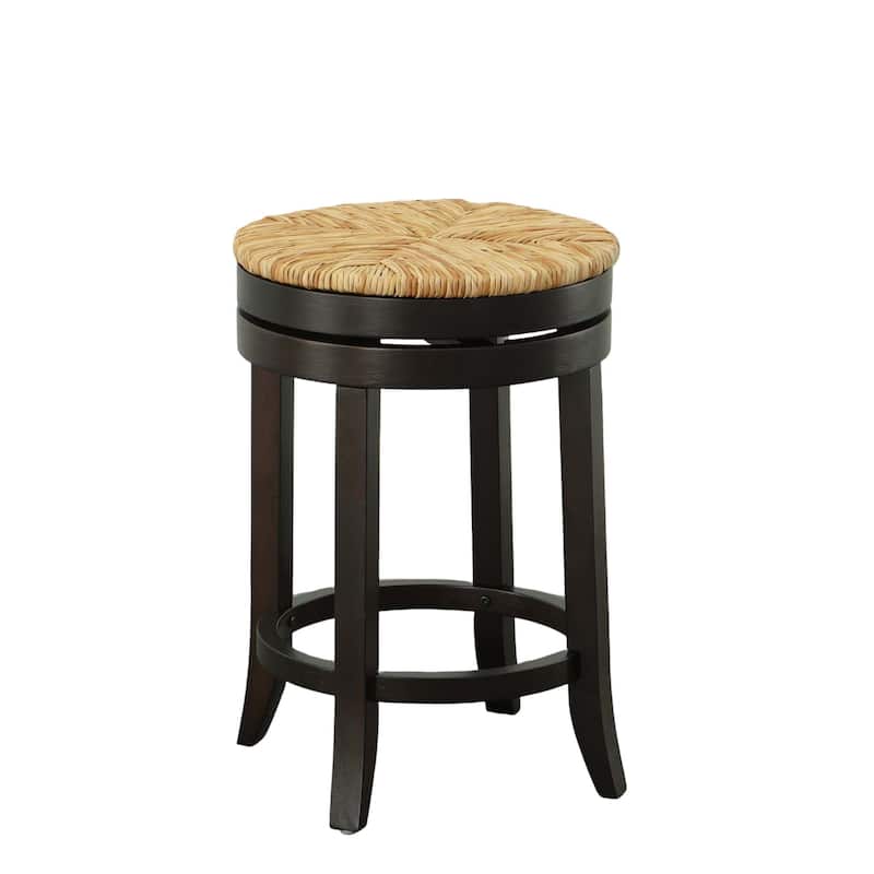The Curated Nomad Aragon Rush Seat Swivel 24-inch Counter Stool