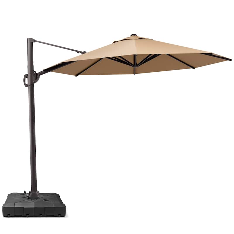 10ft Patio Cantilever Umbrella Adjustable Offset Umbrella with Weighted Base