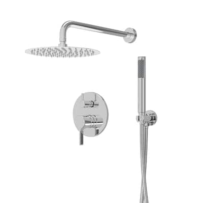 2-Spray 10-in Wall Mounted Fixed and Handheld Shower Head Set