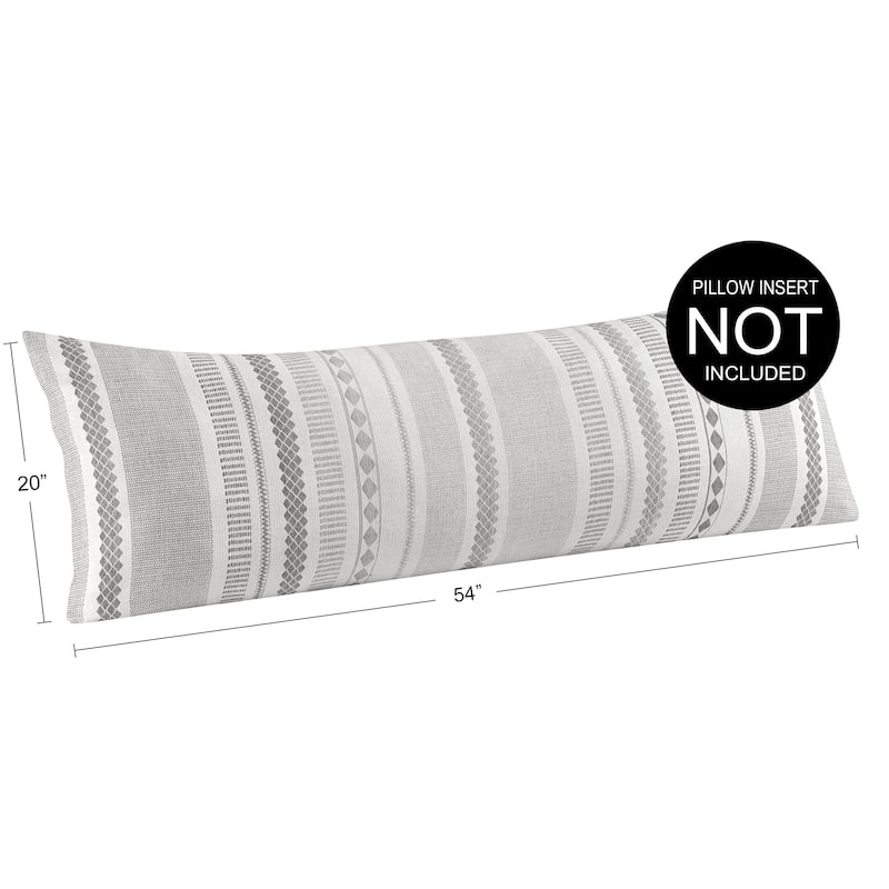Sweet Jojo Designs Grey Boho Tribal Bohemian Body Pillow Case (Pillow Not Included) Ivory Black Woven Jacquard Farmhouse Tribal