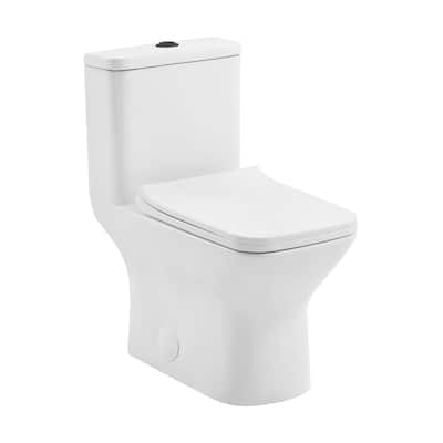 Charme One Piece Square Toilet Dual Flush, Black Hardware - 25.8" x 14.95" 29.95"
