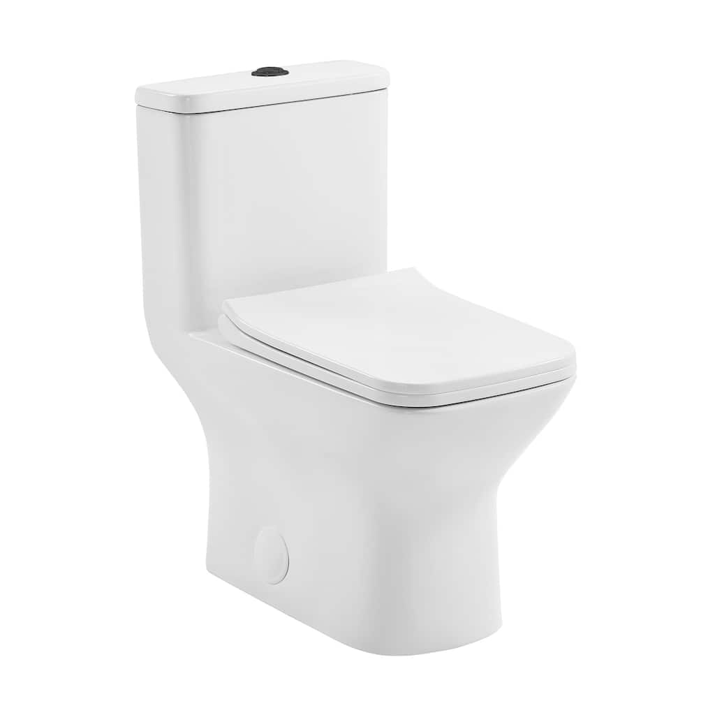 Charme One Piece Square Toilet Dual Flush, Black Hardware - 25.8" x 14.95" 29.95"