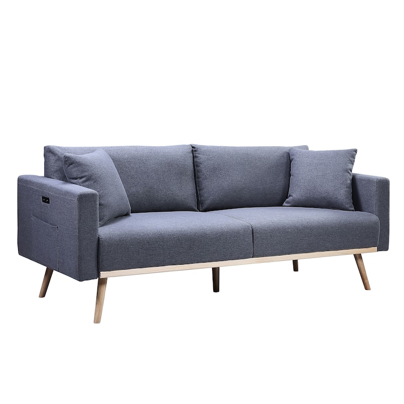 Mico 75 Inch Sofa, Loveseat and Chair Set with Throw Pillows, Dark Gray