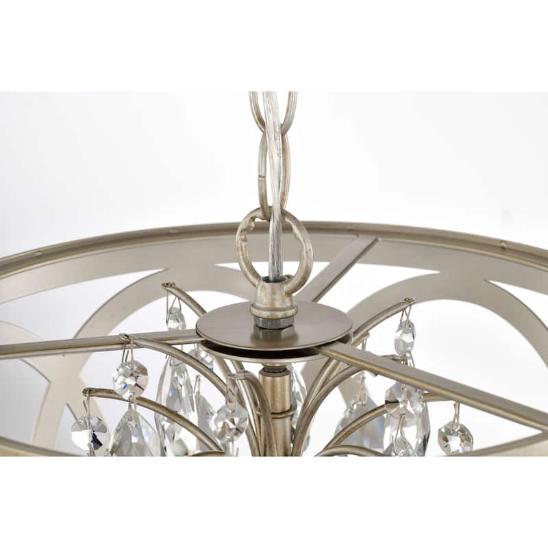 Aurelia 3-light Brushed Champagne Silver Metal Cage Drum Chandelier
