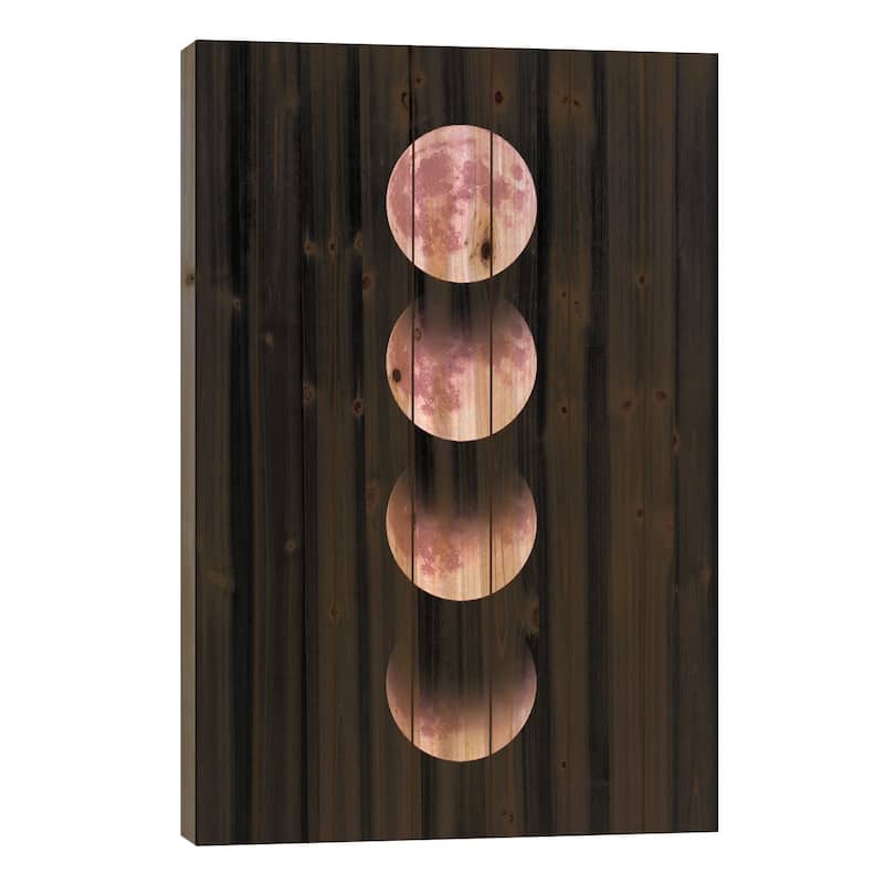 Pink Moon Print On Wood by Emanuela Carratoni - Multi-Color - 26x18x1.5