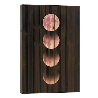 Pink Moon Print On Wood by Emanuela Carratoni - Multi-Color