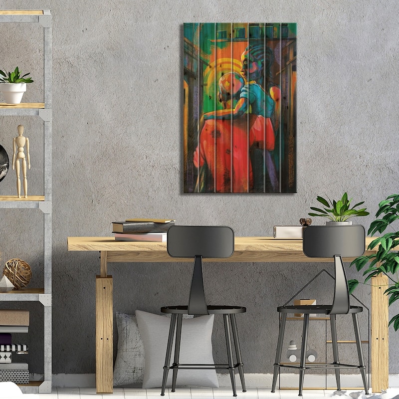Moments Together Print On Wood by Akintayo Akintobi - Multi-Color