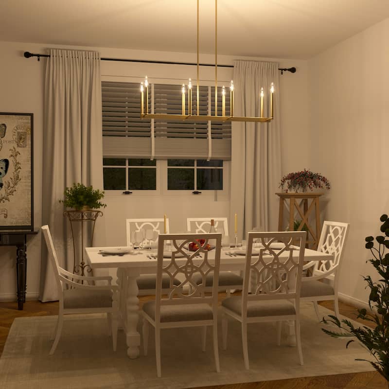 Modern Brass 8-light Linear Chandelier Candle Island Lighting with UL Certified - 43.3'' W