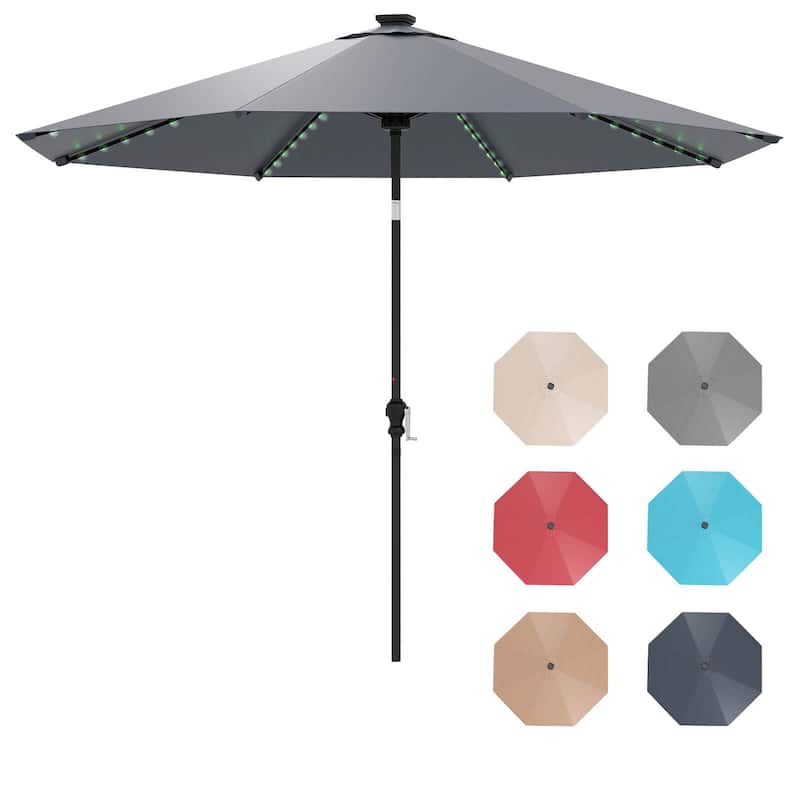 Costway 10 FT Solar Patio Umbrella with 96 LED Lights 35° Adjustable