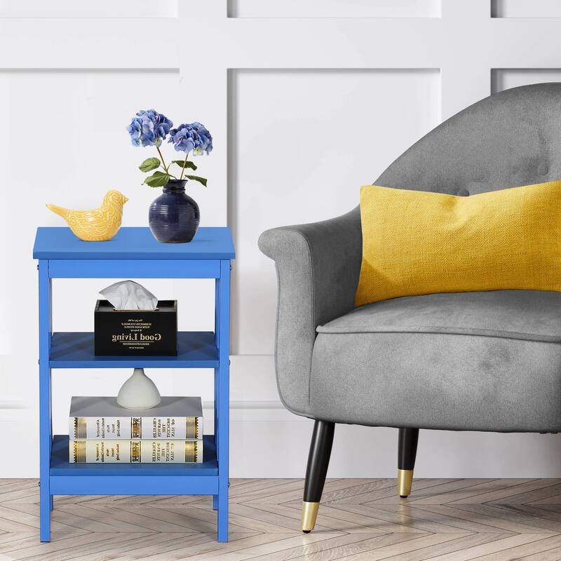 VECELO Modern Nightstand with 3-tier Storage Shelves