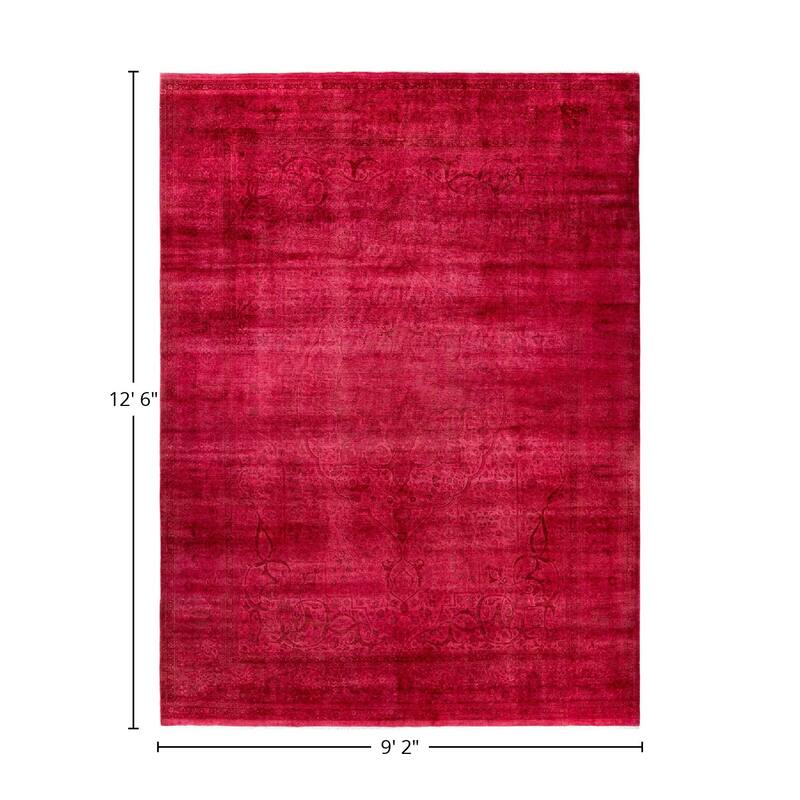 Overton Hand Knotted Wool Vintage Inspired Modern Contemporary Overdyed Pink Area Rug - 9' 2" x 12' 6"