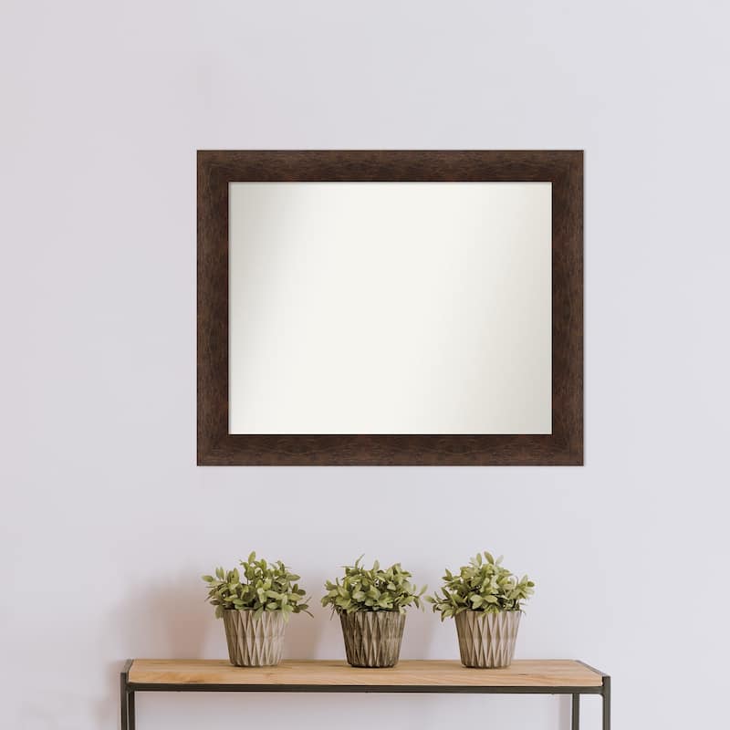 Warm Walnut Non-Beveled Wood Framed Wall Mirror - Warm Walnut