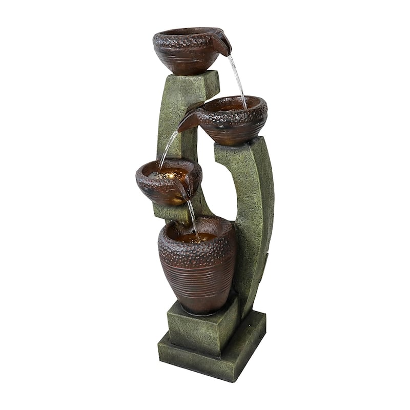 40" H Outdoor Modern Fountain Floor Waterfall Feature for Patio