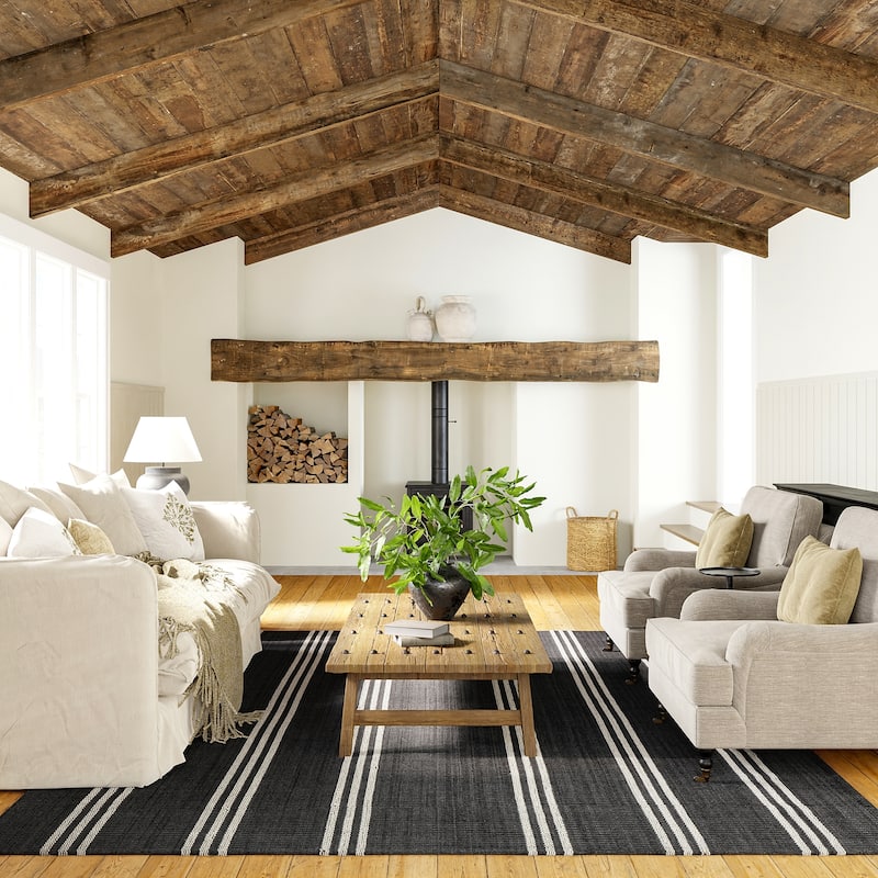 Hawthorn Striped Wool Area Rug - 5' x 8' - Charcoal