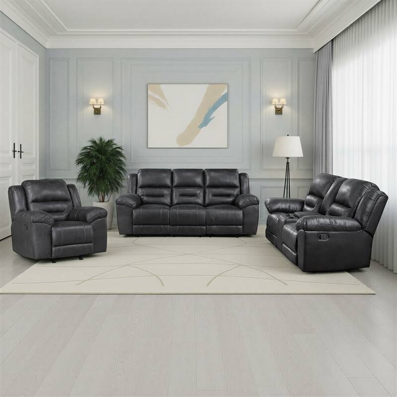 Fremont & Park Alonzo Polished Microfiber 3-Piece Manual Reclining Sofa Set