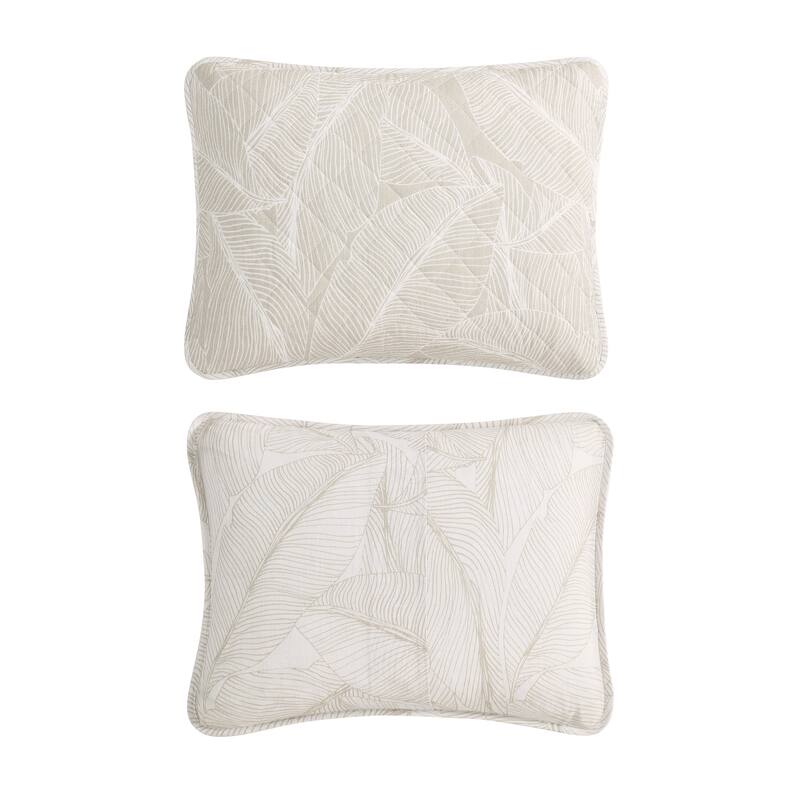 Tommy Bahama Pebble Palms Beige Cotton Reversible Quilt Set