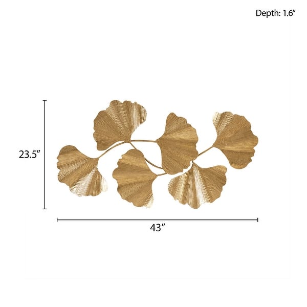 Madison Park Faye Gold Foil Metal Ginkgo Leaf Wall Decor