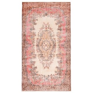 ECARPETGALLERY Hand-knotted Antalya Vintage Beige Wool Rug - 4'1 x 7'5 ...