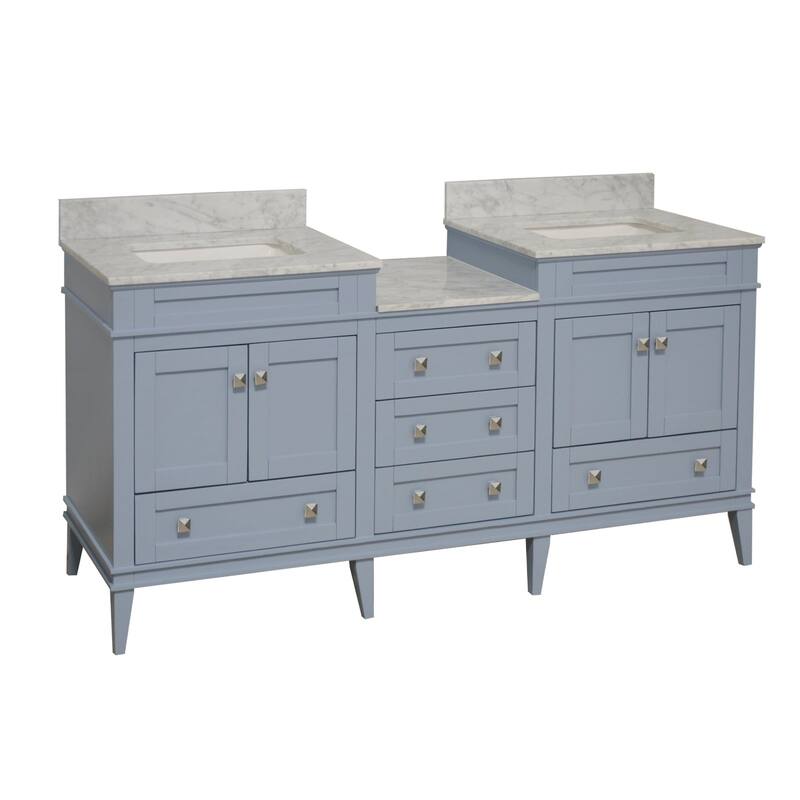 KitchenBathCollection Eleanor 72" Double Bathroom Vanity with Carrara Marble Top