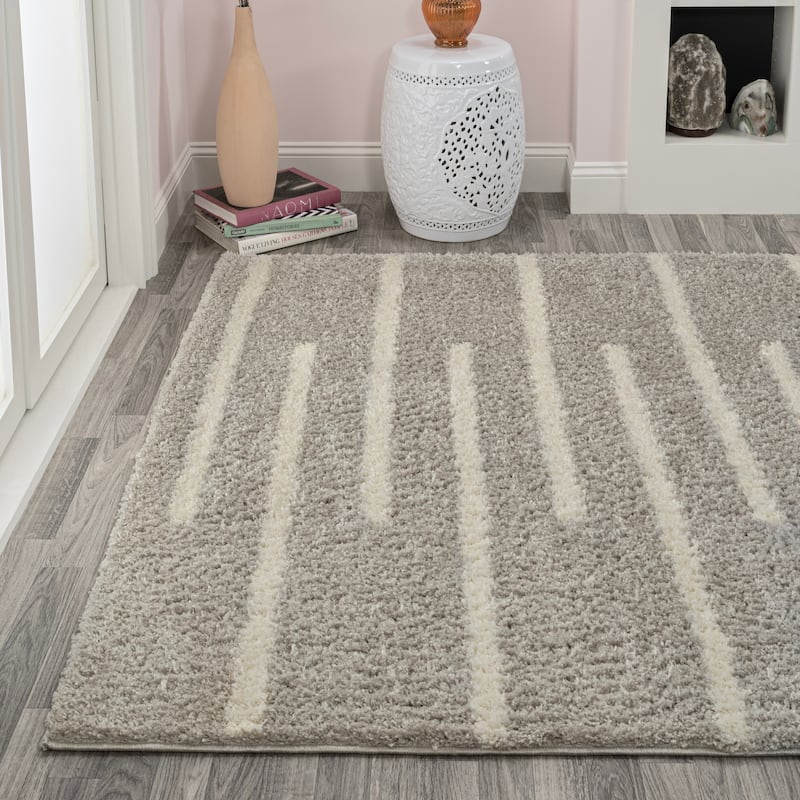JONATHAN Y Cristo Berber Stripe Shag Area Rug