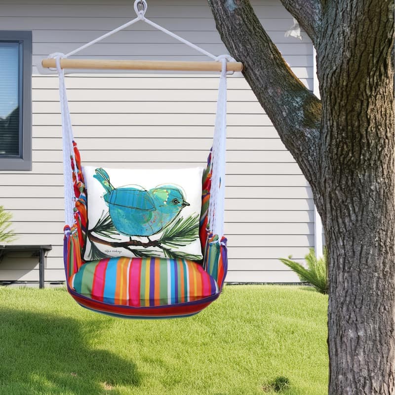 Magnolia Casual Swing Set 4 piece - Le Jardin Stripe w/ Blue Bird on Branch