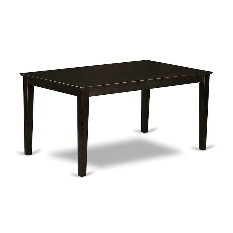 HomeStock 7-Piece Rectangle Cappuccino Finish Solid Wood Top Dining Table with 6 Parson-Chairs with Lattice Back