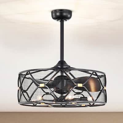 Matte Black 24-inch 6 Lights 3 Blades Lighted Ceiling Fan with Remote