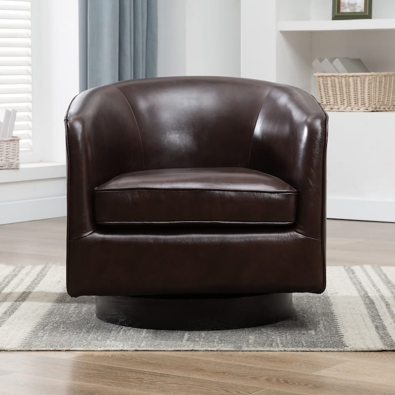 Ridgeline Brown Top Grain Leather Swivel Chair by Greyson Living