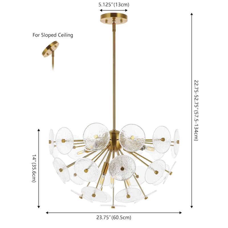 SAFAVIEH Lighting Meene 6 Light 24" Pendant - 24" x 24" x 23-53" - withD/H - Brass - 24Wx24Dx53H