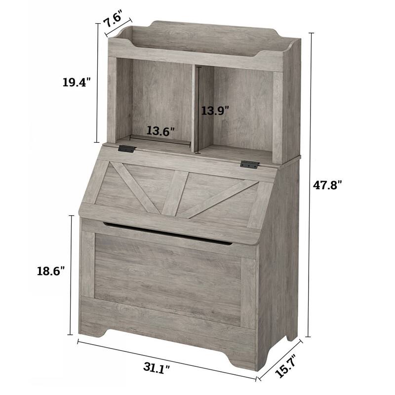 Kids Bookshelf and Toy Storage Organizer with Flip-top Lid
