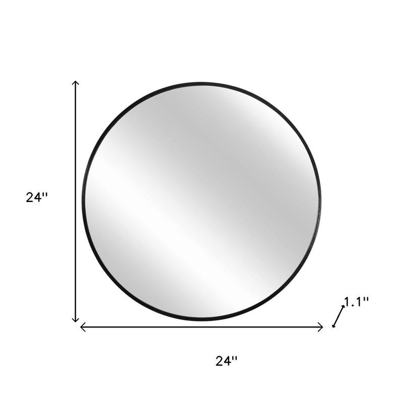 HomeRoots 24" Black Round Framed Accent Mirror - 24.00 in. x 24.00 in. x 1.10 in.