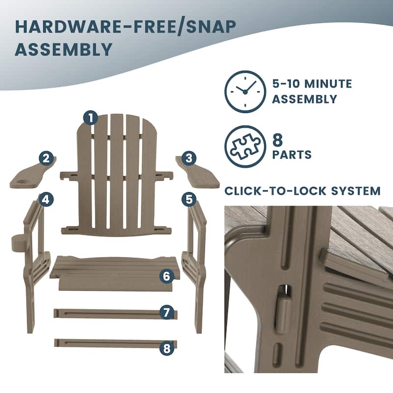 Polytrends Coastline Outdoor Poly Adirondack Chair with Cup Holder (Set of 2)