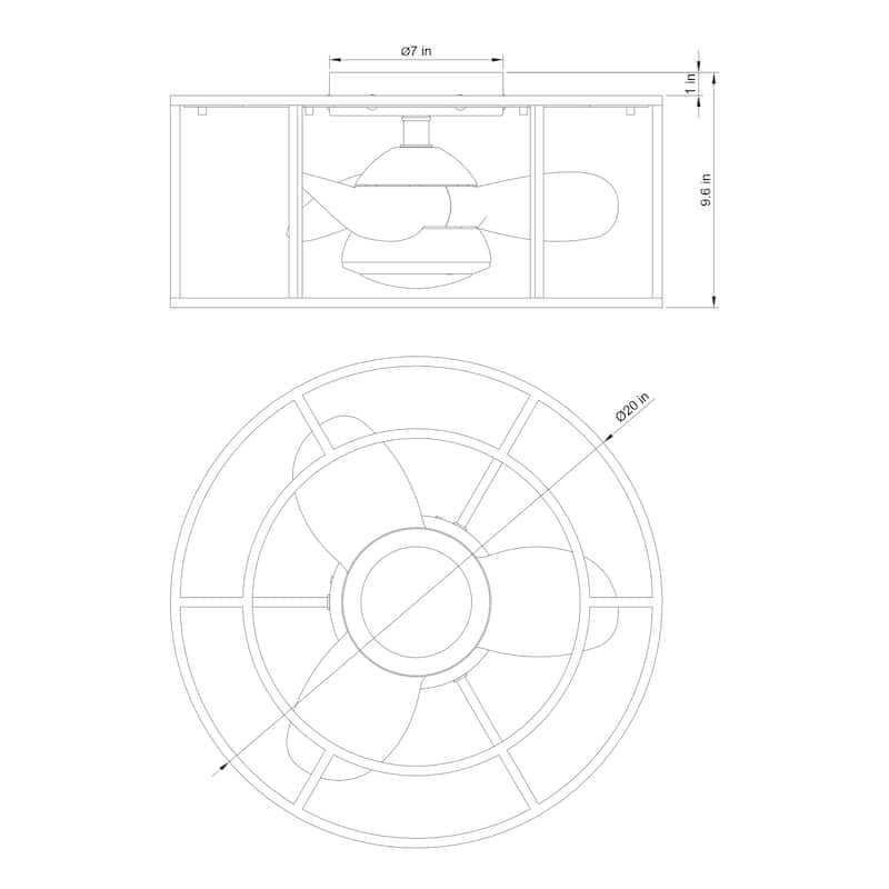 20-inch Matte Black 3-Blade Caged LED Ceiling Fan Fandelier with Light Kit and Remote, Reversible motor