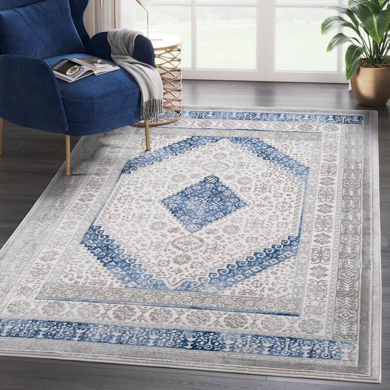 Abani Rugs Regal REG190A Cream Blue Traditional Persian Area Rug - 5'3" x 7'6" - Grey