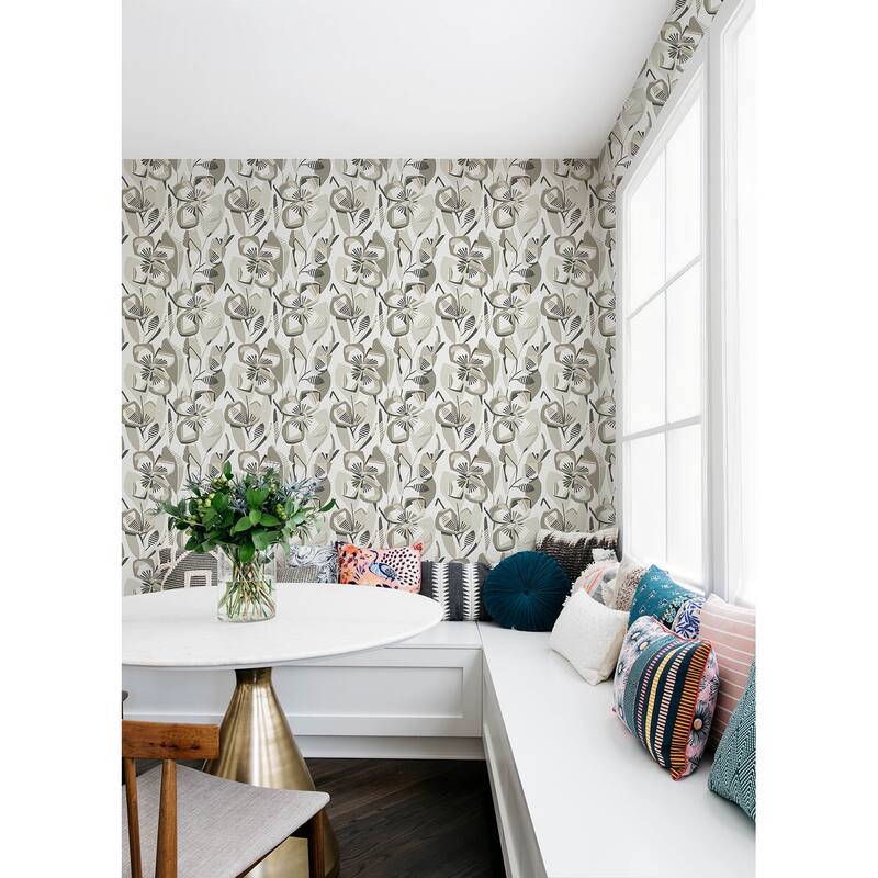 A-Street Prints Nathalie Beige Abstract Blooms Wallpaper