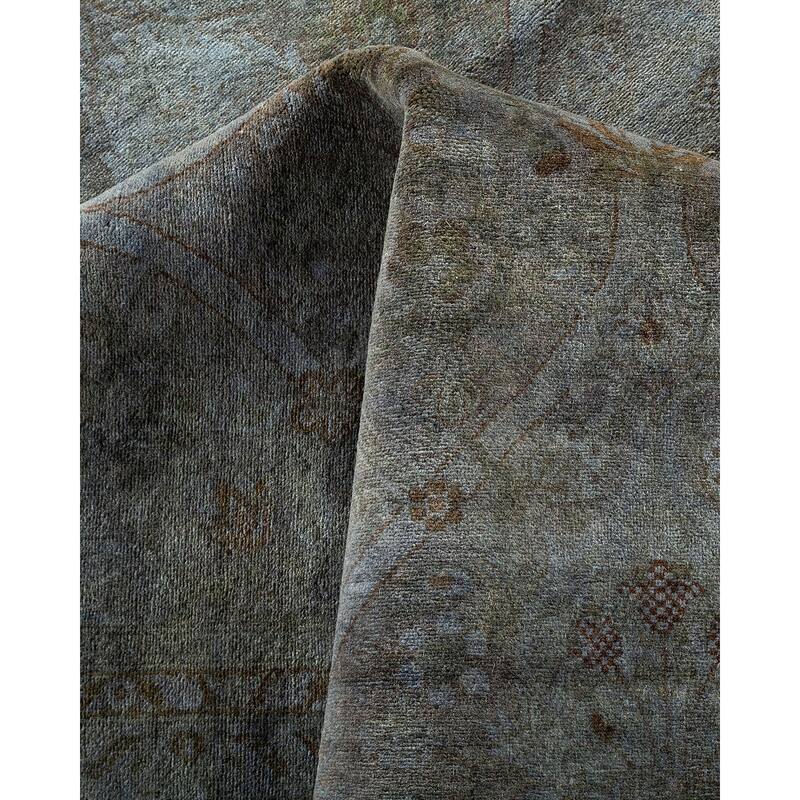 Overton Hand Knotted Wool Vintage Inspired Modern Contemporary Overdyed Gray Area Rug - 8' 3" x 13' 10"