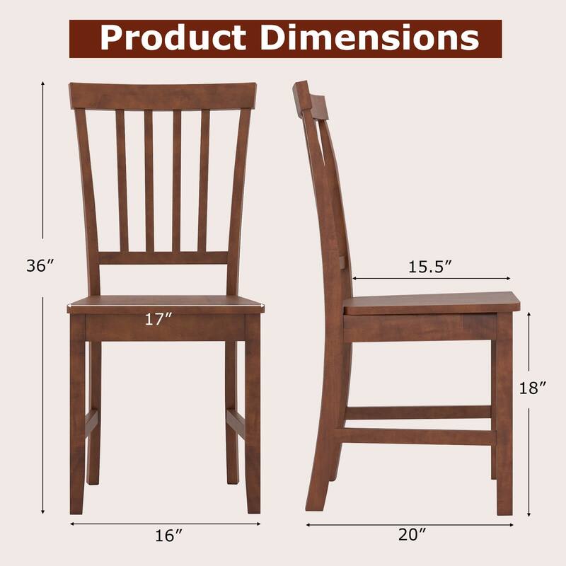 Costway 4 PCS Dining Chair Kitchen Spindle Back Side Chair with Solid - 16’’ x 15.5’’ x 36’’