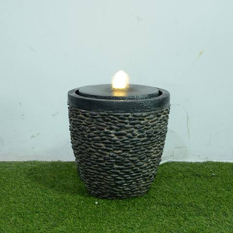 11.75" Vibrant Unique Small Stone Fountain with LED Flame Effect