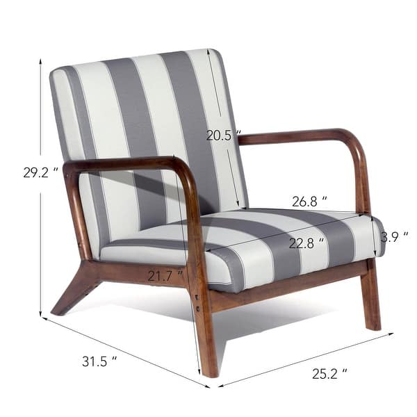 Mid-Century Modern Accent Chair,Leathaire Upholstered Farmhouse Armchair